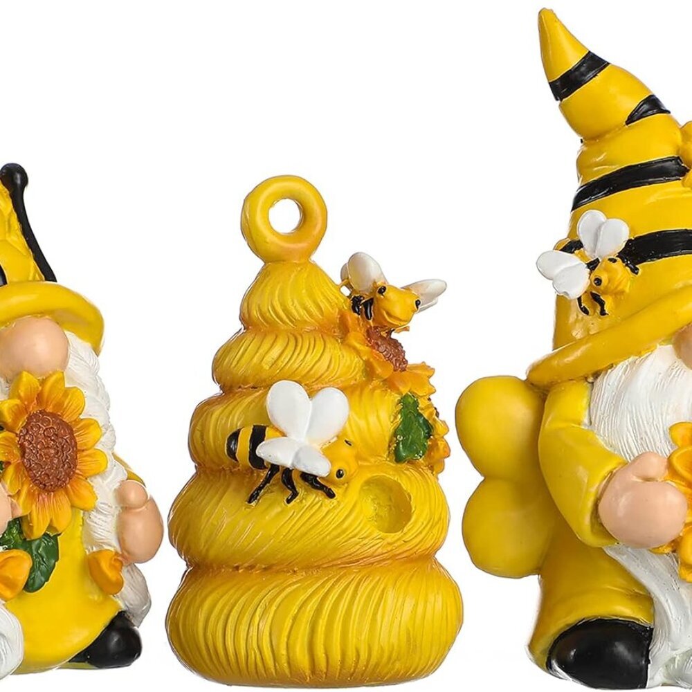 3PCS Bumble Bee Resin Gnomes Decorations Spring Summer Fall Home Figurines Tiere - Picture 4 of 7
